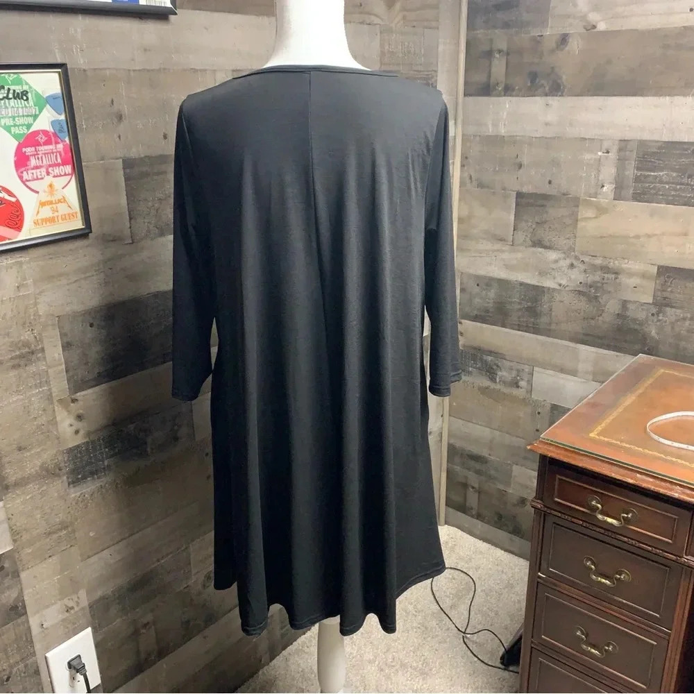 Heathmoor black tunic swing dress size large  strappy top very stretchy - Picture 2 of 6